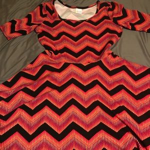LuLaRoe Nicole Dress with black and pink chevron